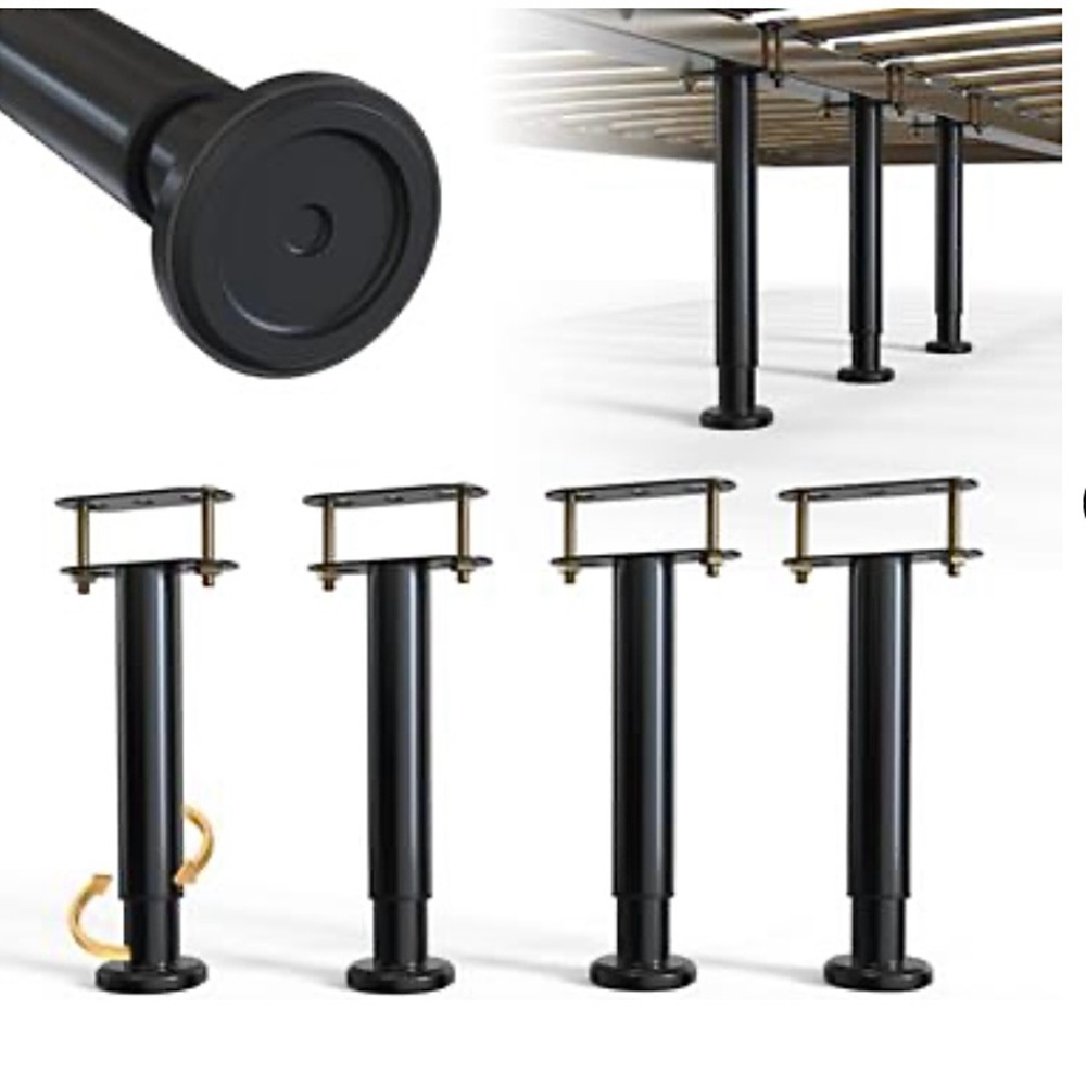 New Under Bed Metal Support Legs, Adjustable Height Bed Frame Support Legs